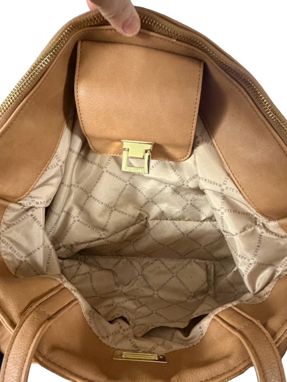 Steve Madden Tan Quilted Tote with Detachable Pouch - Picture 3 of 13